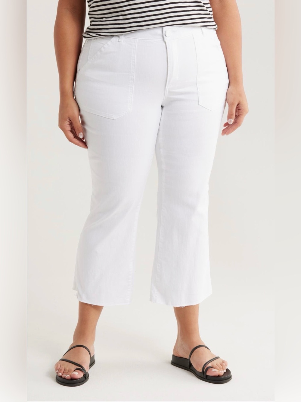Democracy Ab-Solution White Crop Wide-Leg Jeans Plus Size